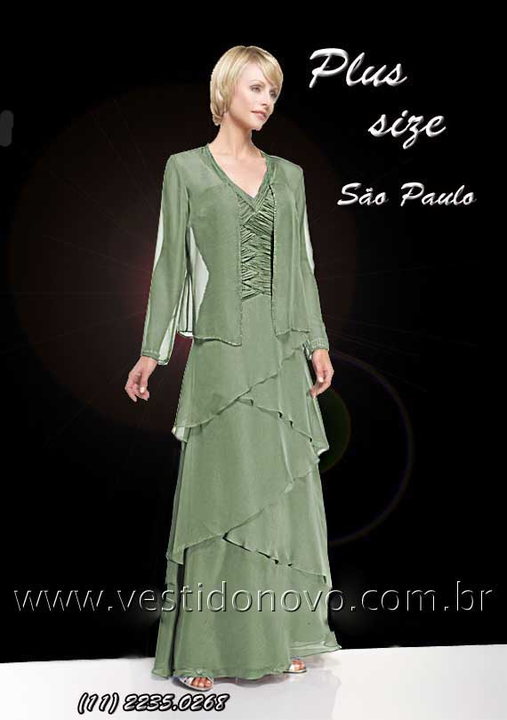 vestido plus size, verde oliva, com manga comprida,  mae da noiva, zona Sul de São Paulo