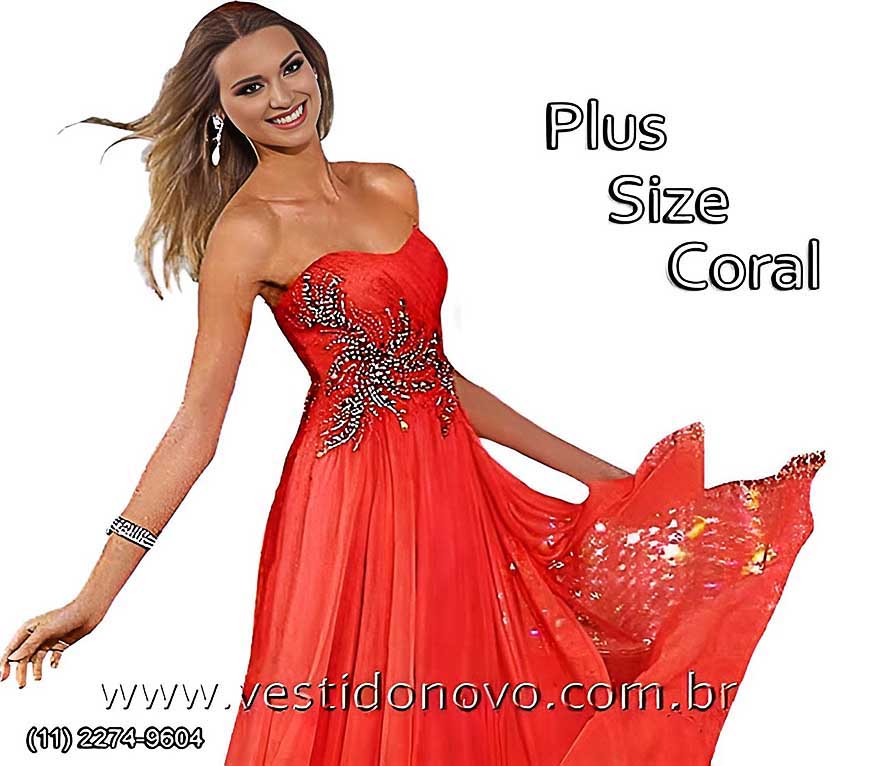 Vestido de festa coral,  plus size, mae da noiva, formatura,  So Paulo - sp