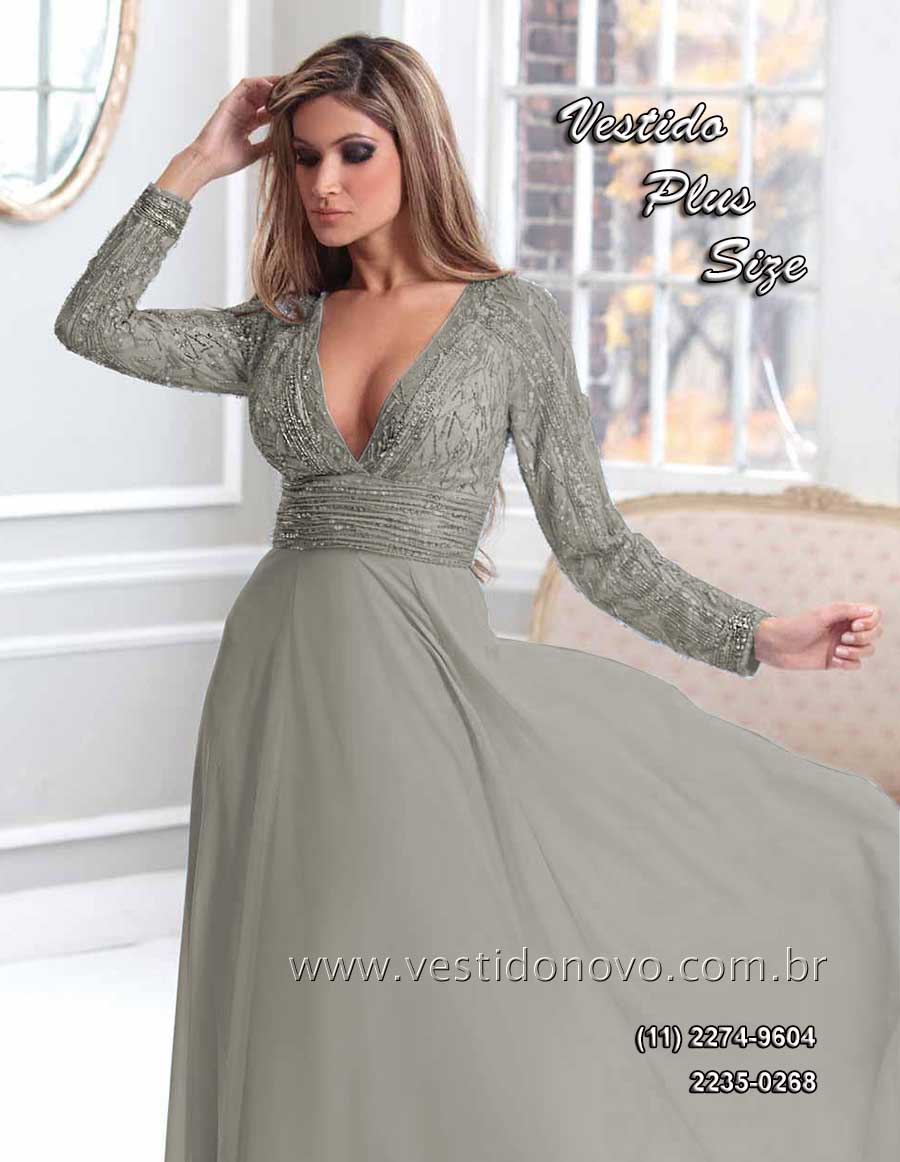 Vestido plus size cinza claro, prata, mae de noiva, formatura,  casamento civil, zona sul São Paulo - sp numeração tamanho grande