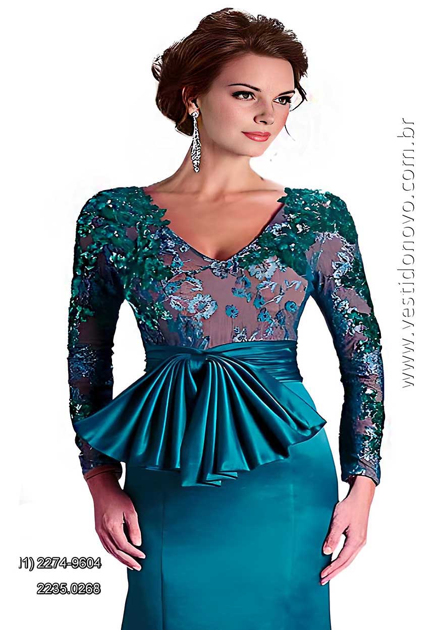 vestido de festa verde, plus size, tamanho grande, manga comprida, me da noiva em So Paulo