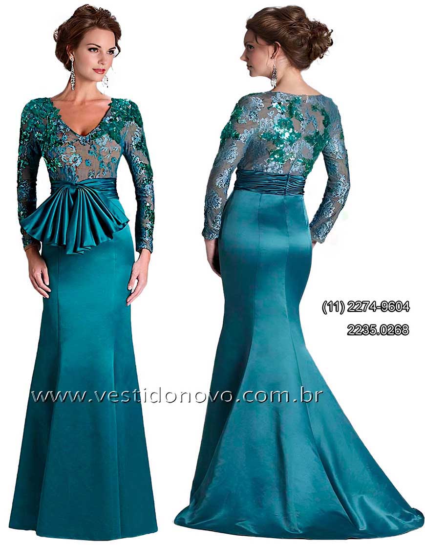 vestido de festa verde, plus size, tamanho grande, manga comprida, me da noiva em So Paulo