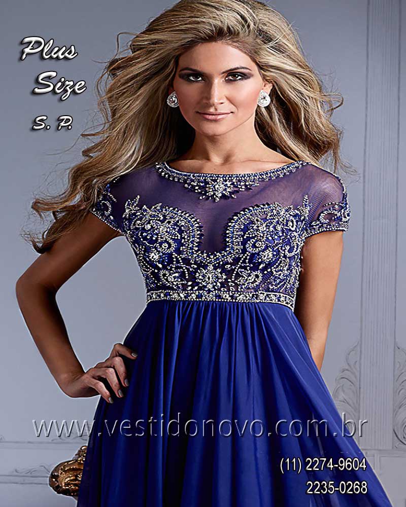 Vestido de festa  plus size, azul royal com transparencia, brilho e pedraria, mãe de noiva,  tamanho grande  zona sul São Paulo