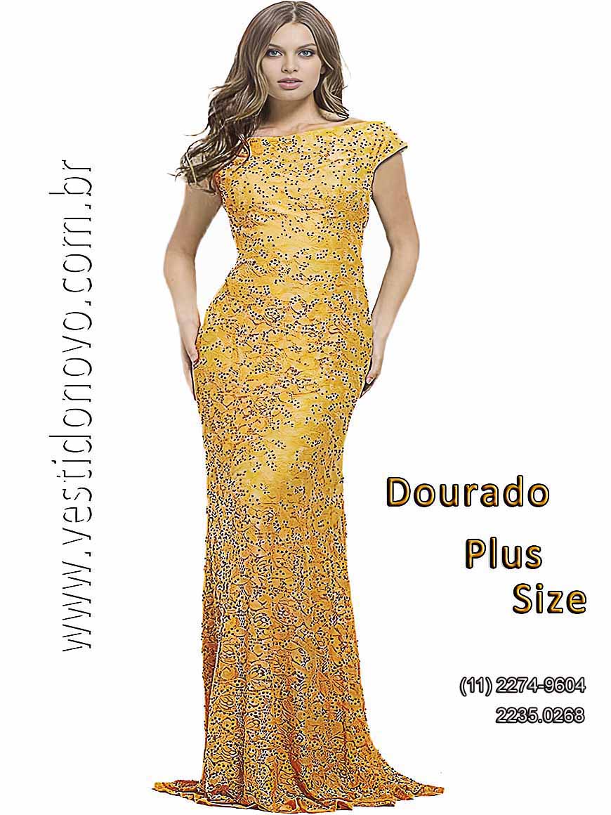 Vestido de festa dourado, plus size, com manga,  me da noiva, zona sul de So Paulo