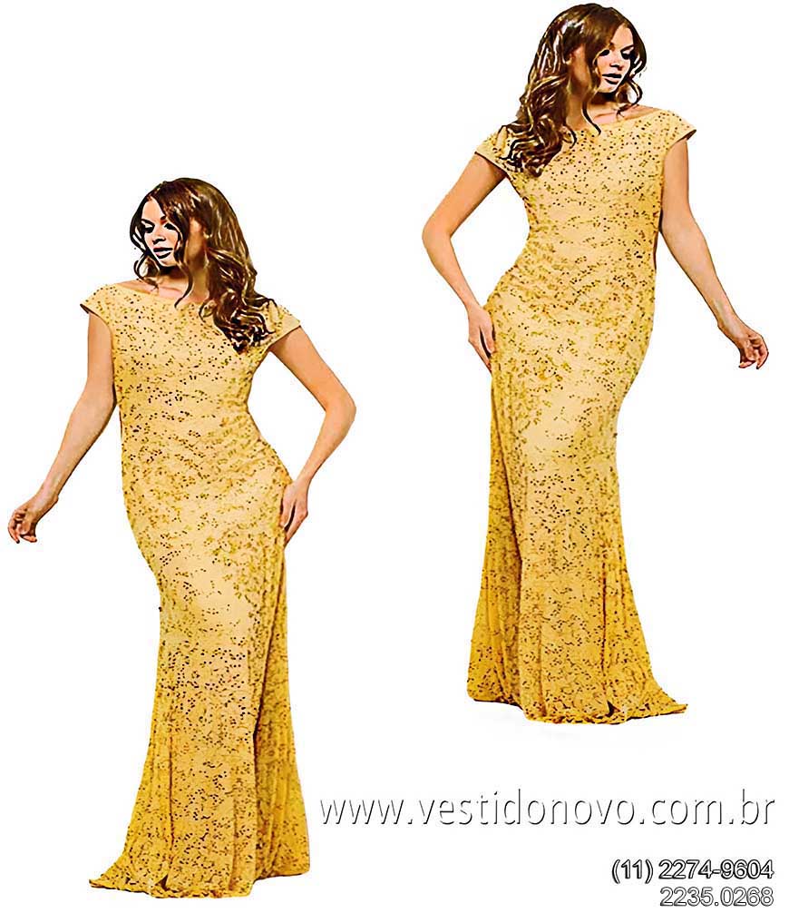 Vestido de festa dourado, plus size, com manga,  me da noiva, zona sul de So Paulo