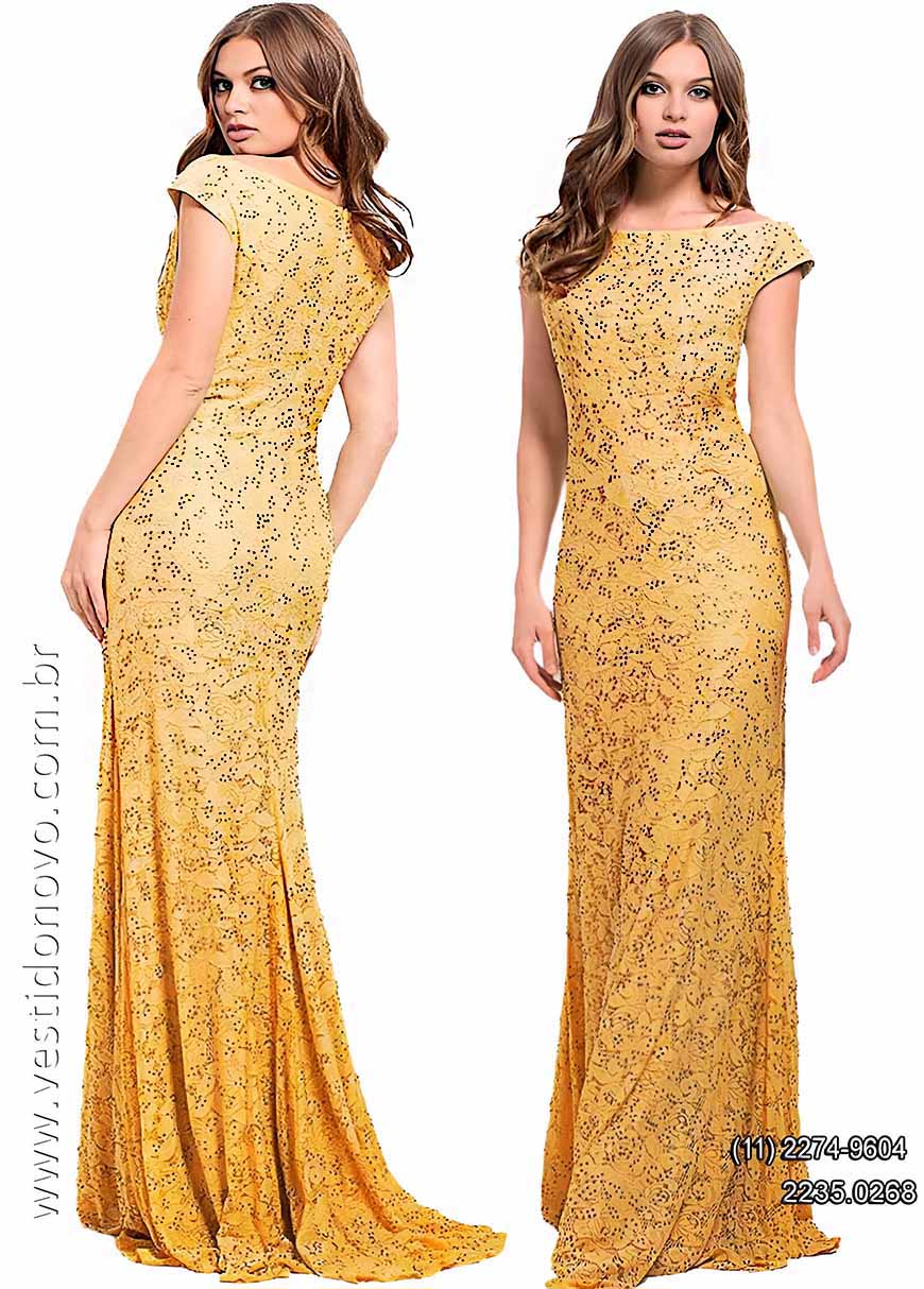 Vestido de festa dourado, plus size, com manga,  me da noiva, zona sul de So Paulo