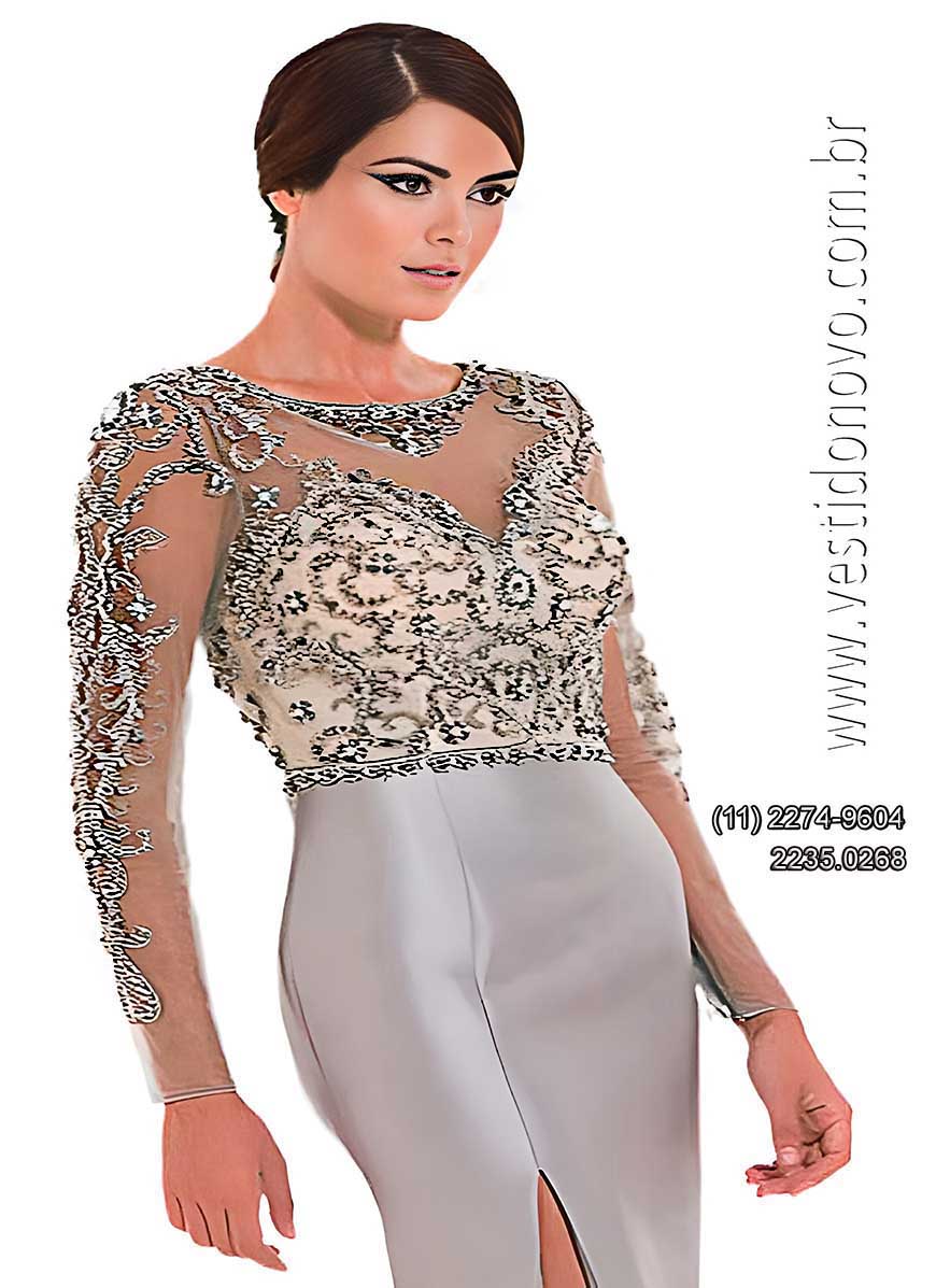 Vestido bodas de prata, Plus size, me da noiva com manga longa todo bordado com pedraria