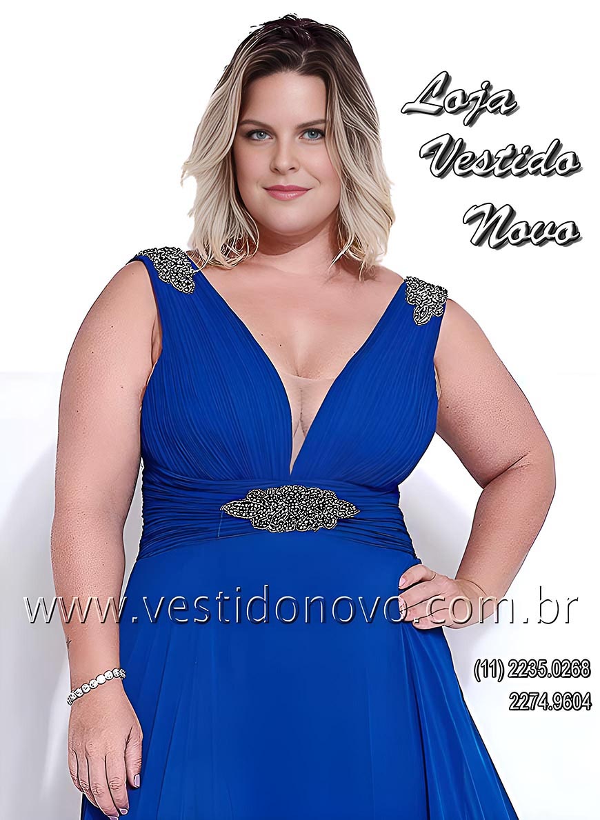 Vesdtido de festa plus size, azul royal, me da noiva, zona sul de So Paulo, sp