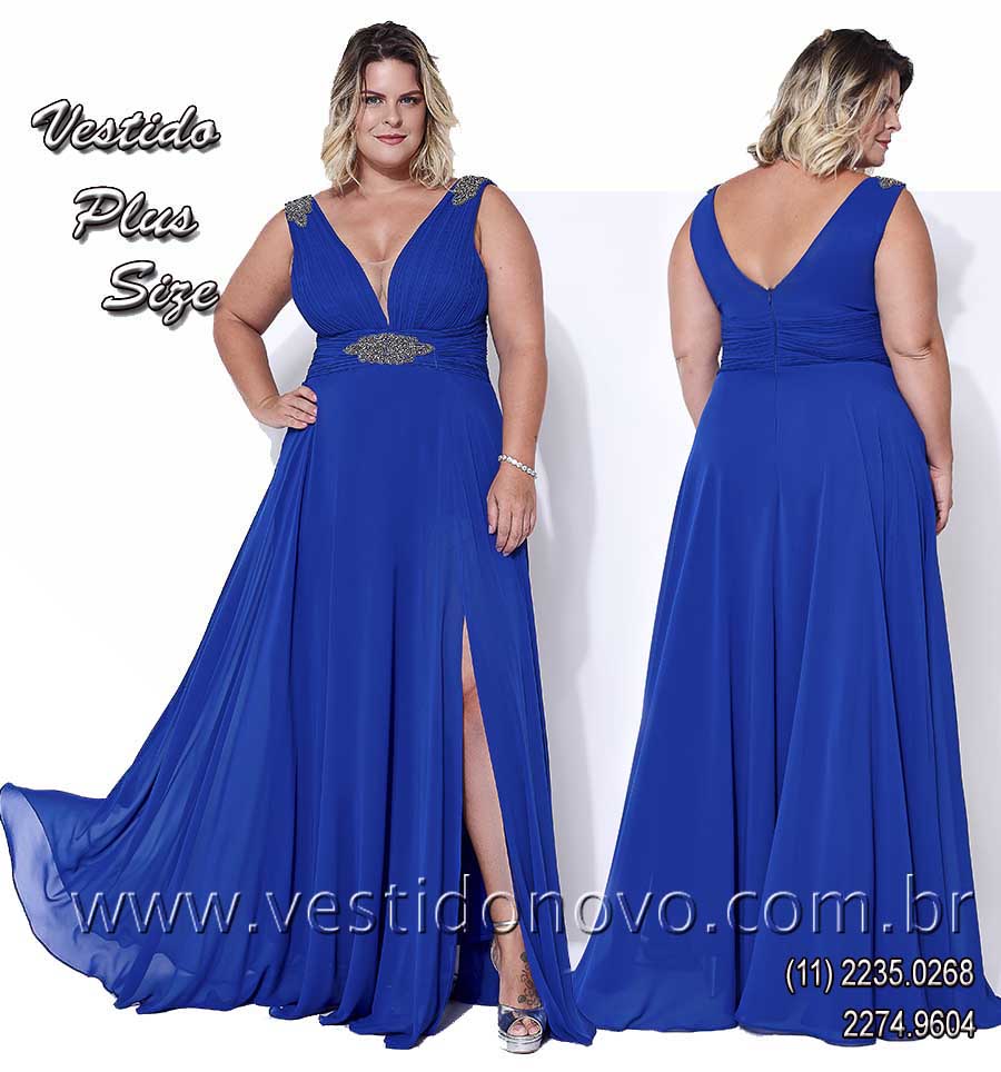 Vesdtido de festa plus size, azul royal, me da noiva, zona sul de So Paulo, sp