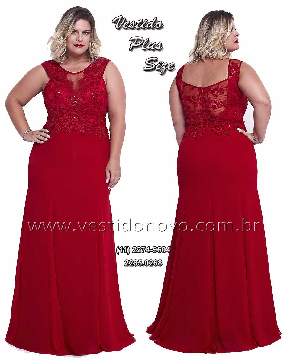 Vestido Plus size me de noiva vermelho, renda transparncia no busto - aclimao, vila mariana 